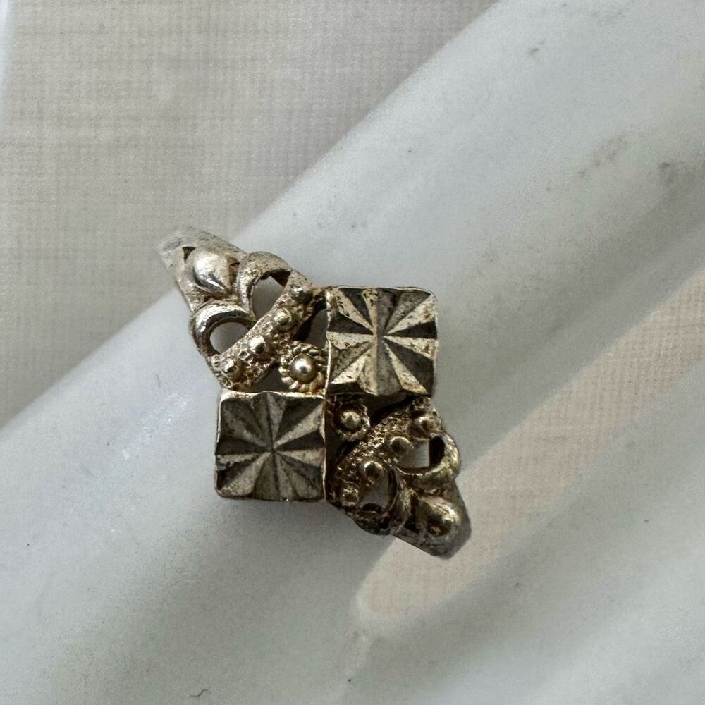 Geometric Faux Silver Ring